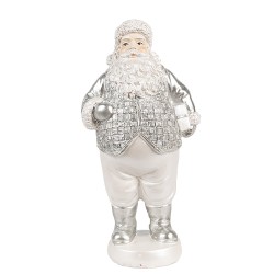 Clayre & Eef Christmas Decoration Figurine Santa Claus 16 cm Silver colored Plastic