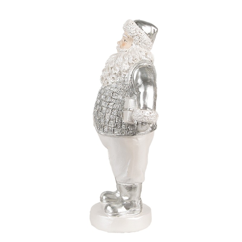 Clayre & Eef Statuetta decorativa di Natale Babbo Natale  16 cm Color argento Plastica