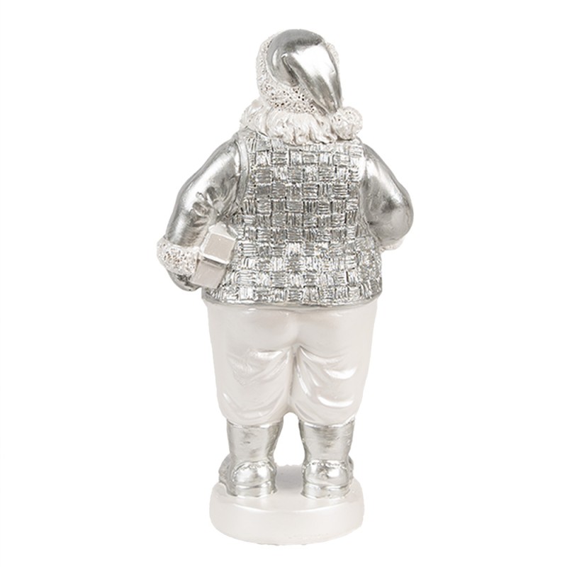 Clayre & Eef Statuetta decorativa di Natale Babbo Natale  16 cm Color argento Plastica