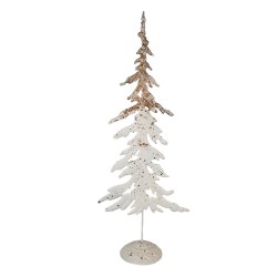 Clayre & Eef Figurine décorative Sapin de Noël 45 cm Blanc Marron Fer