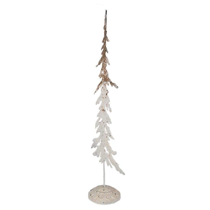 Clayre & Eef Decoratie Beeld Kerstboom 45 cm Wit Bruin IJzer