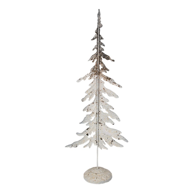 Clayre & Eef Statuetta decorativa Albero di Natale 45 cm Bianco Marrone  Ferro