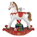 Clayre & Eef Supporto per albero di Natale Cavallo a dondolo 69x19x64 cm Bianco Rosso  Plastica