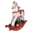 Clayre & Eef Supporto per albero di Natale Cavallo a dondolo 69x19x64 cm Bianco Rosso  Plastica