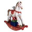 Clayre & Eef Supporto per albero di Natale Cavallo a dondolo 69x19x64 cm Bianco Rosso  Plastica