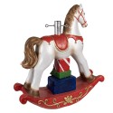 Clayre & Eef Supporto per albero di Natale Cavallo a dondolo 69x19x64 cm Bianco Rosso  Plastica