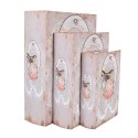 Clayre & Eef Boîte de rangement set de 3 Livres 27/22/17 cm Rose Bois Oiseau