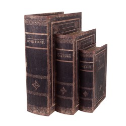 Clayre & Eef Scatola di archiviazione set di 3 Libri 27/22/17 cm Marrone Legno