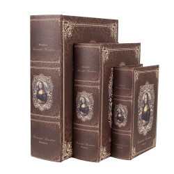 Clayre & Eef Boîte de rangement set de 3 Livres 27/22/17 cm Marron Bois