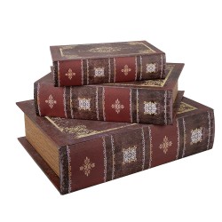 Clayre & Eef Aufbewahrungsbox 3er Set Bücher 27/22/17 cm Braun Holz