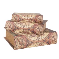 Clayre & Eef Storage Box Set of 3 Books 27/22/17 cm Beige Brown Wood
