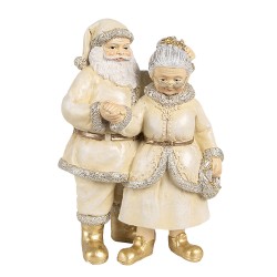 Clayre & Eef Christmas Decoration Figurine Santa Claus 11x8x16 cm Beige Plastic