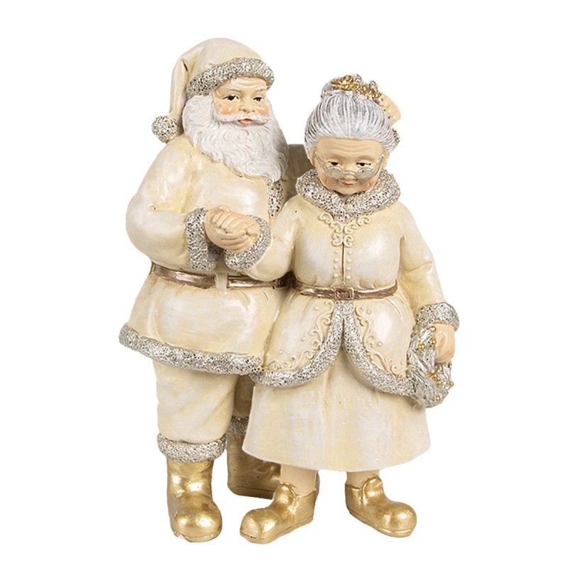 Clayre & Eef Statuetta decorativa di Natale Babbo Natale  11x8x16 cm Beige Plastica