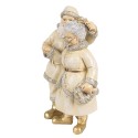 Clayre & Eef Weihnachtsdekorationsfigur Weihnachtsmann 11x8x16 cm Beige Kunststoff