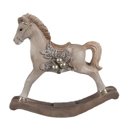 Clayre & Eef Statuetta decorativa Cavallo a dondolo 17x5x16 cm Beige Plastica
