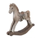 Clayre & Eef Statuetta decorativa Cavallo a dondolo 17x5x16 cm Beige Plastica