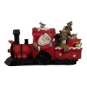 Clayre & Eef Decorazione natalizia con illuminazione a LED Babbo Natale  19x7x10 cm Rosso Plastica Treno