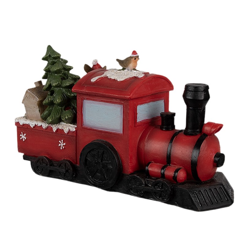 Clayre & Eef Décoration de Noël avec éclairage LED Père Noël 19x7x10 cm Rouge Plastique Train