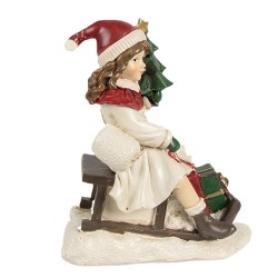 Clayre & Eef Statuetta decorativa Ragazza 10x6x12 cm Beige Plastica Slitta