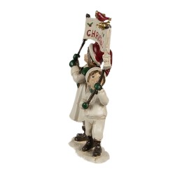 Clayre & Eef Statuetta decorativa Bambini 14x7x23 cm Bianco Rosso  Plastica Happy Christmas