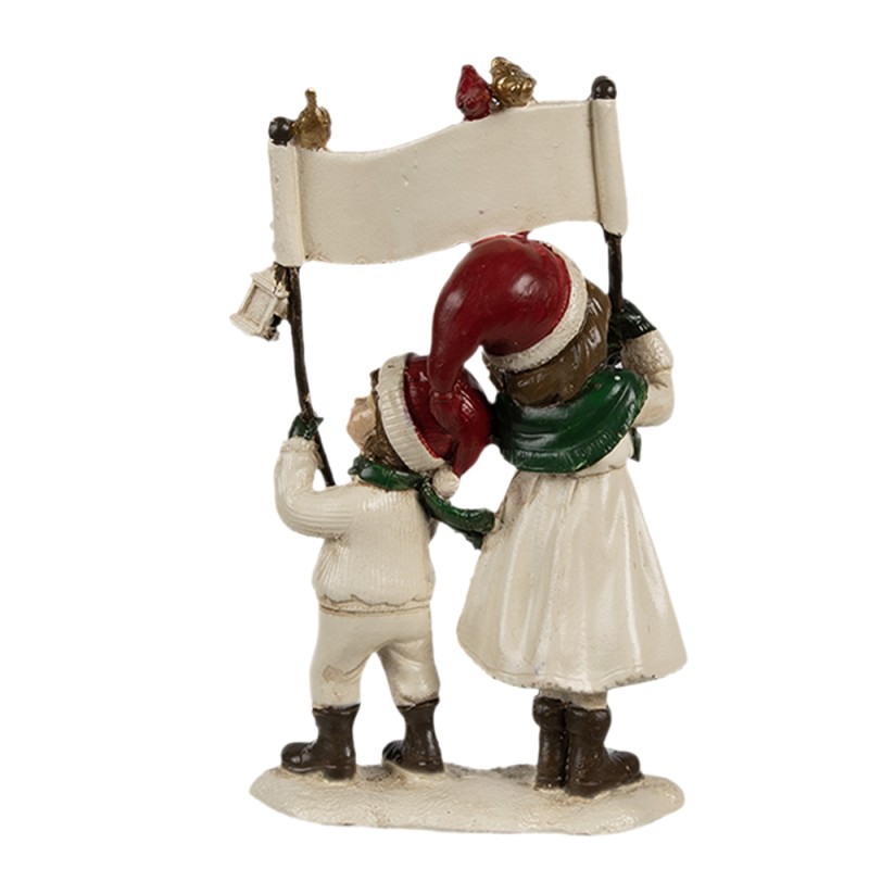 Clayre & Eef Figurine décorative Enfants 14x7x23 cm Blanc Rouge Plastique Happy Christmas