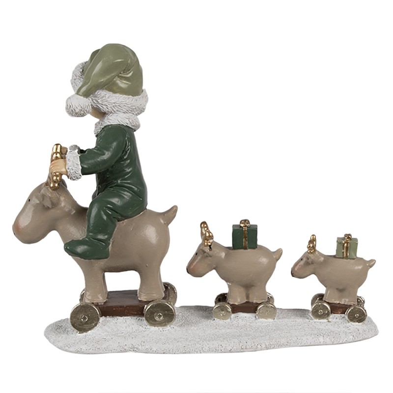 Clayre & Eef Statuetta decorativa Bambino 17x8x14 cm Beige Verde Plastica