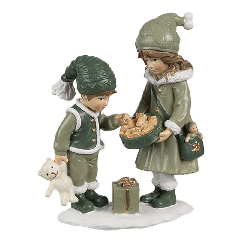 Clayre & Eef Decorative Figurine Children 10x5x13 cm Green Plastic