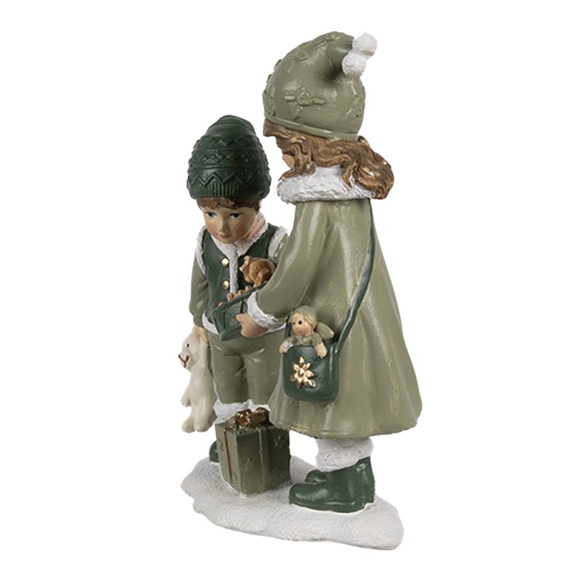 Clayre & Eef Statuetta decorativa Bambini 10x5x13 cm Verde Plastica