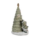 Clayre & Eef Decorative House with LED Christmas Tree 12x11x17 cm Green Plastic Mouse