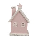 Clayre & Eef Lebkuchenhaus mit LED 15 cm Rosa Kunststoff