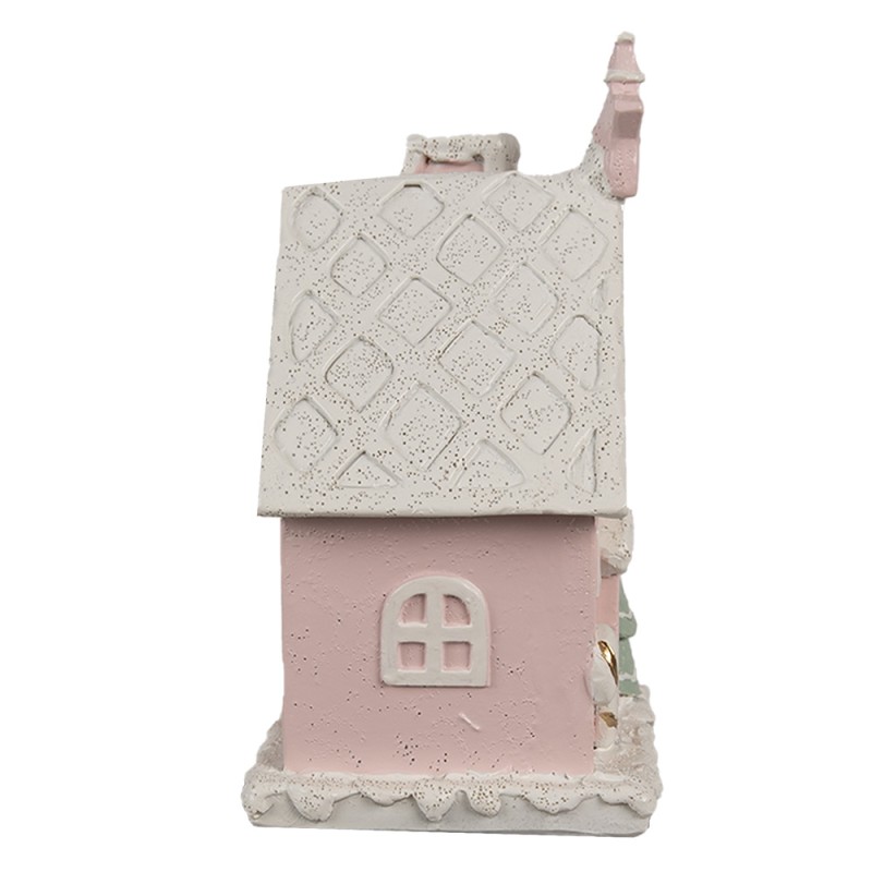 Clayre & Eef Maison en pain d'épices avec LED 15 cm Rose Plastique