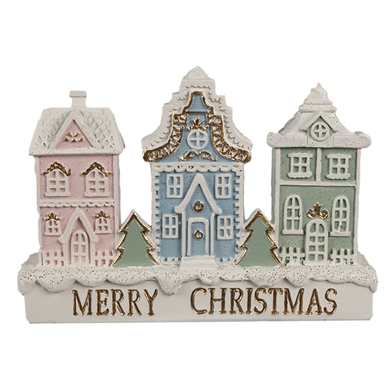 Clayre & Eef Gingerbread house 13x4x10 cm Wit Kunststof MARRY CHRISTMAS