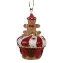 Clayre & Eef Christmas Ornament Gingerbread man Ø 5x8 cm Red Plastic