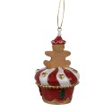 Clayre & Eef Kersthanger Gingerbread man Ø 5x8 cm Rood Kunststof