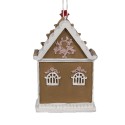 Clayre & Eef Kersthanger Gingerbread house 6x4x9 cm Roze Kunststof