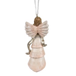 Clayre & Eef Christmas Ornament Angel 4x3x10 cm Pink Plastic