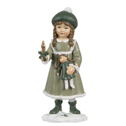 Clayre & Eef Decorative Figurine Girl 13 cm Green Plastic