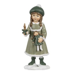 Clayre & Eef Statuetta decorativa Ragazza 13 cm Verde Plastica