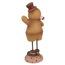 Clayre & Eef Kerstdecoratie Beeld Gingerbread man 10x8x23 cm Bruin Kunstleer Metaal