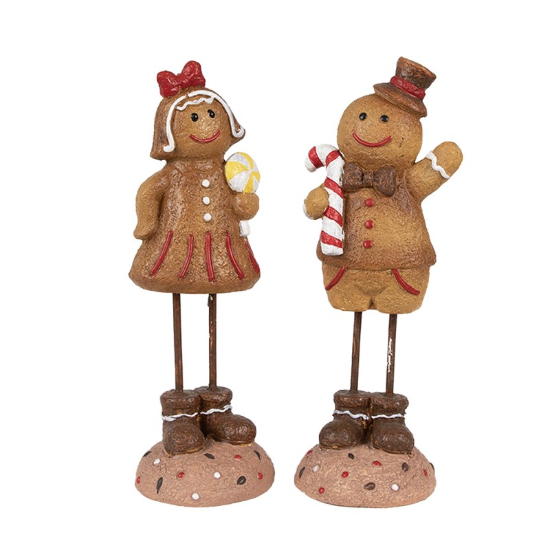 Clayre & Eef Figure de Noël Bonhomme en pain d‘épice 18 cm Marron Plastique