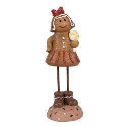 Clayre & Eef Kerstdecoratie Beeld Gingerbread man 18 cm Bruin Kunststof