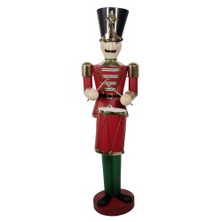 Clayre & Eef Statuetta decorativa di Natale Schiaccianoci 30x38x128 cm Rosso Ferro