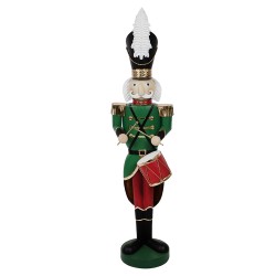 Clayre & Eef Statuetta decorativa di Natale Schiaccianoci 24x30x121 cm Verde Ferro