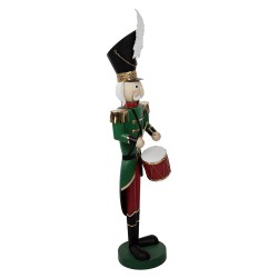 Clayre & Eef Weihnachtsdekorationsfigur Nussknacker 24x30x121 cm Grün Eisen