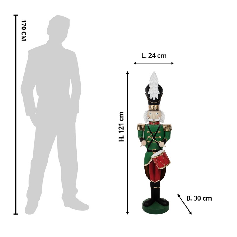 Clayre & Eef Figure de Noël Casse-noisette 24x30x121 cm Vert Fer