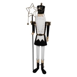 Clayre & Eef Figure de Noël Casse-noisette 30x23x103 cm Noir Blanc Fer