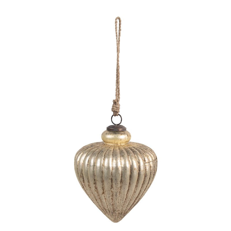 Clayre & Eef Christmas Bauble Ø 16x20 cm Gold colored Glass