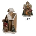 Clayre & Eef Gingerbread house with LED 15x10x18 cm Brown Plastic Bear