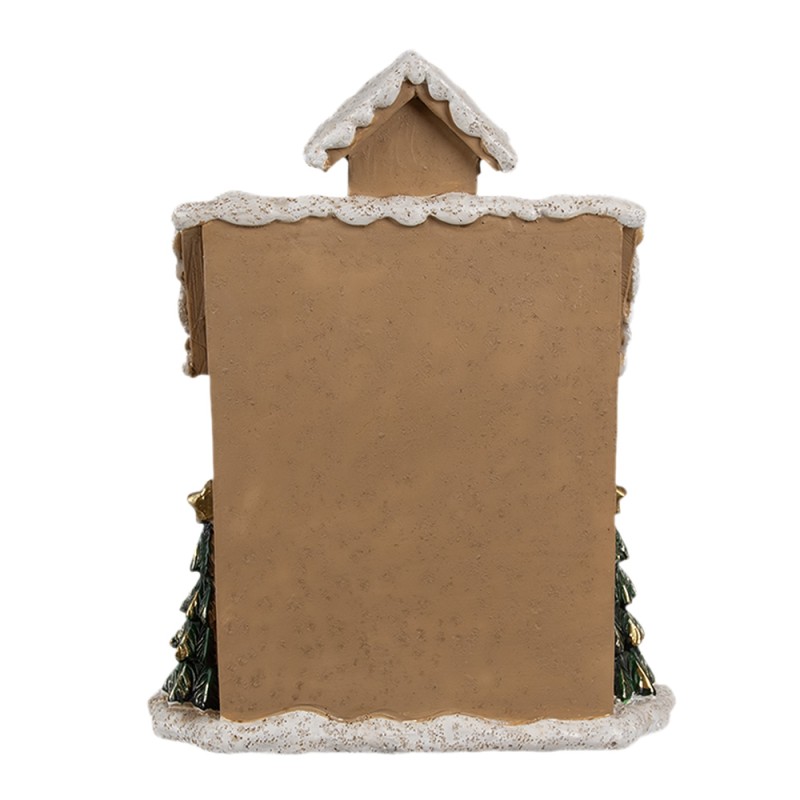 Clayre & Eef Lebkuchenhaus mit LED 15x10x18 cm Braun Kunststoff Bär