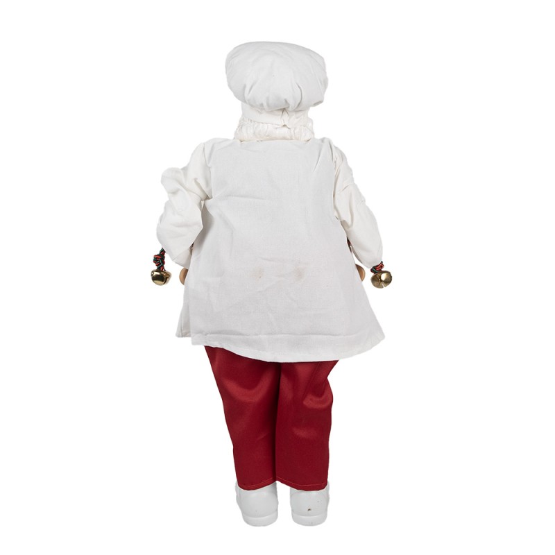 Clayre & Eef Statuetta decorativa di Natale Babbo Natale  50 cm Bianco Rosso  Plastica